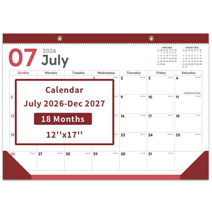 COMIX Desk Calendar 2026-2027, 17" x 12" Monthly Desktop Planner Pad with Frosted Cover, 18 Months July 2026 to December 2027, Thick 120 GSM Paper for Office School Home