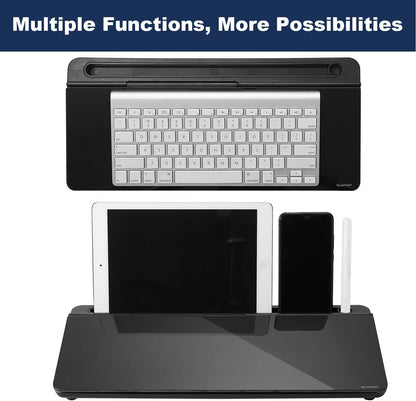 TSJ OFFICE Desktop Whiteboard Dry-Erase-Board - Computer Keyboard Stand White Board Surface Pad with Drawer, Desk Organizers with Accessories for Office, Home, School Supplies - Complete Black