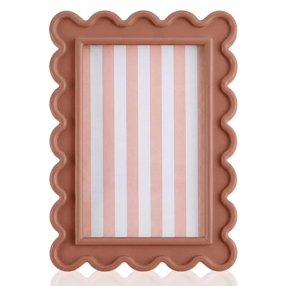 AceOrbit 4x6 Inches Light Green Flower Wavy Scalloped Picture Frame Cute