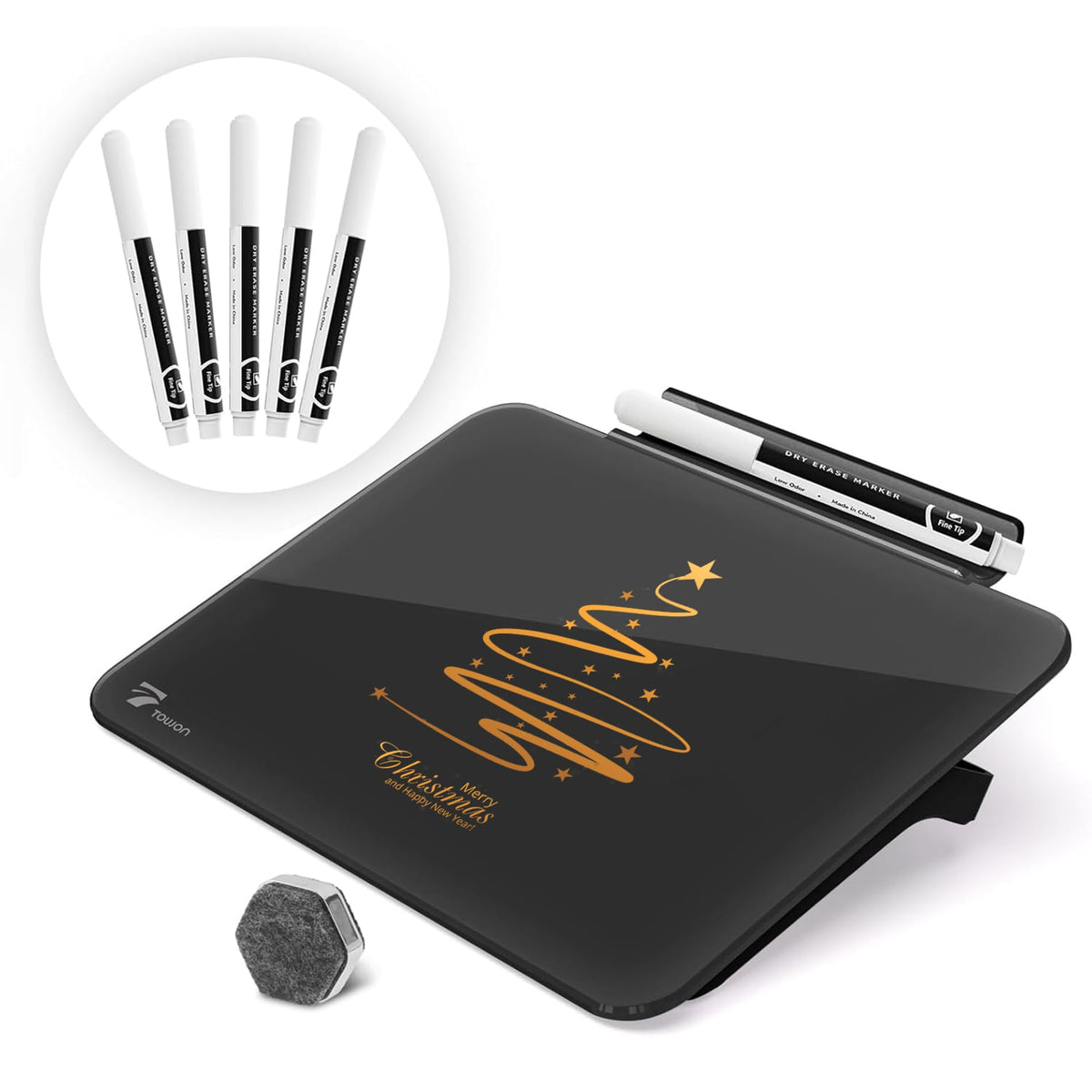Small Glass Desktop Whiteboard Dry-Erase, Mini Pure Glass Whiteboard Stand