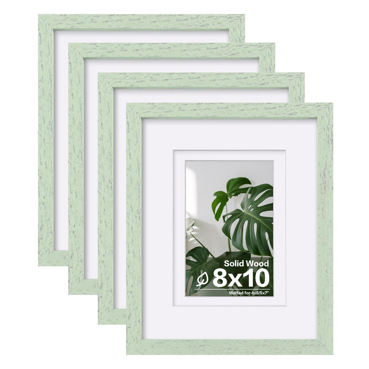 Egofine 8x10 Picture Frames Set of 4, Made of Solid Wood Covered by Plexiglass 4x6 and 5x7 with Mat or 8x10 without Mat, for Table Top Display and Wall Mounting Photo Frame Black