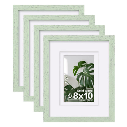 Egofine 8x10 Picture Frames Set of 4, Made of Solid Wood Covered by Plexiglass 4x6 and 5x7 with Mat or 8x10 without Mat, for Table Top Display and Wall Mounting Photo Frame Black