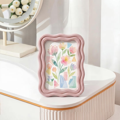 3 Pack 4 x 6 Inch Scalloped Picture Frame with Real Glass, Retro Colors