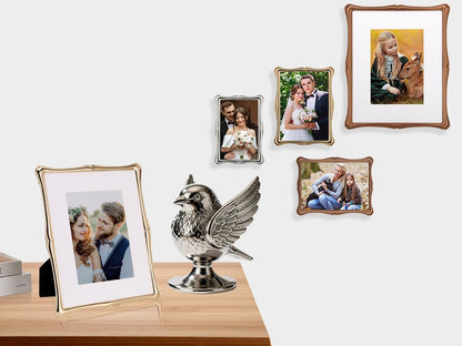 4x6'' Premium Alloy Silver Photo Frame - Luxury Display with Real Glass and Velvet Backing,Hi End Décor Metal Frames,Suitable for Desktop Display and Wall Decor