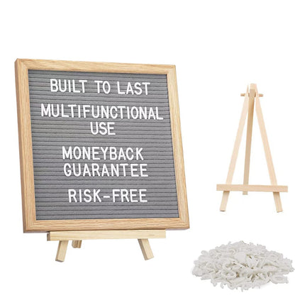 10X10 Inch Grey Felt Changeable Letter Board with 340 Letters Sign & Stand