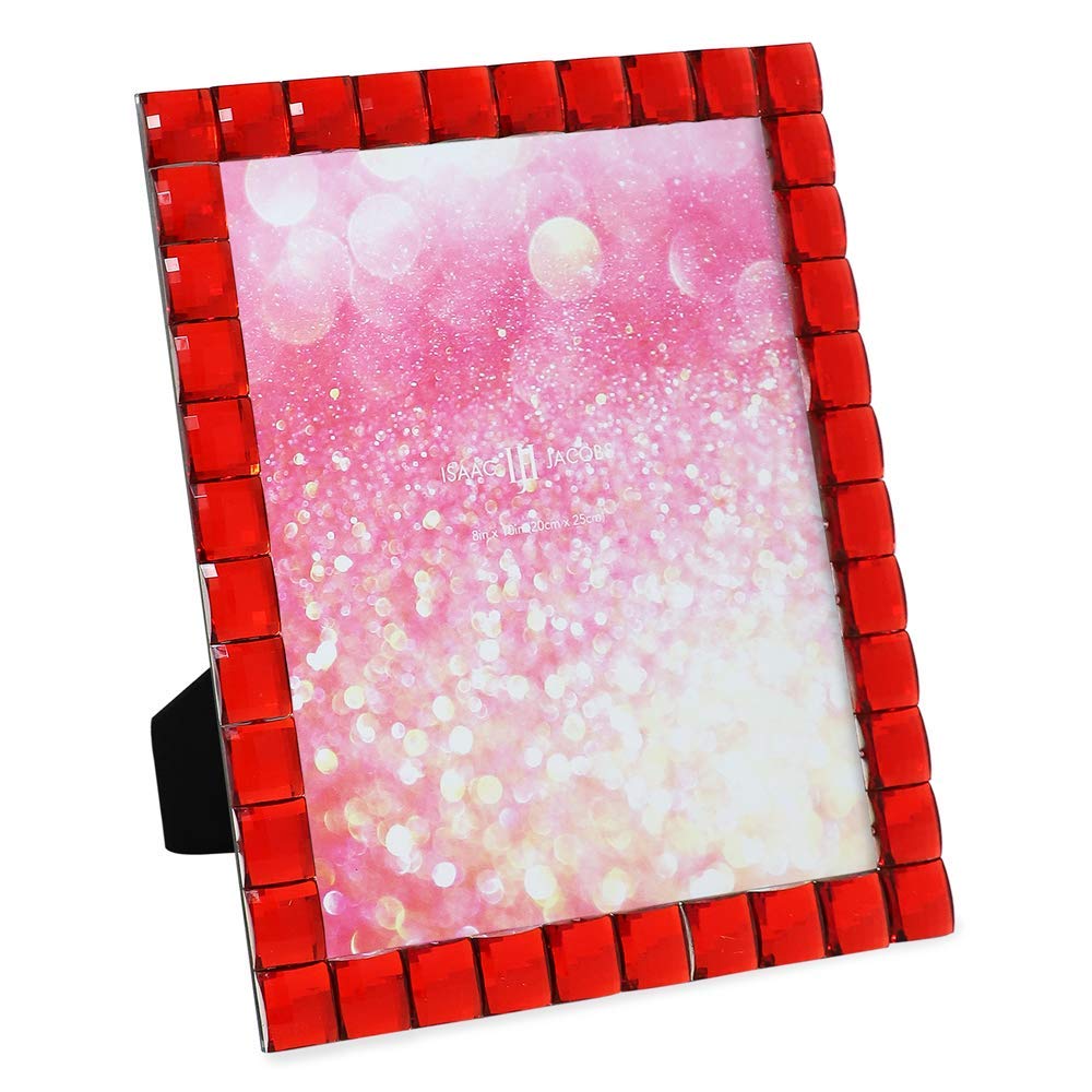 Isaac Jacobs Decorative Sparkling Jewel Picture Frame (4x4, Rainbow)