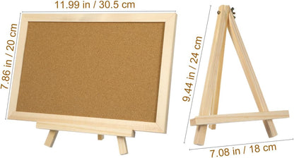 MAGICLULU Double-Sided Cork Bulletin Board with Wooden Frame Wooden Message Board with Easel Stand for Notes, Photos and Displays 11.81x7.87 Inch