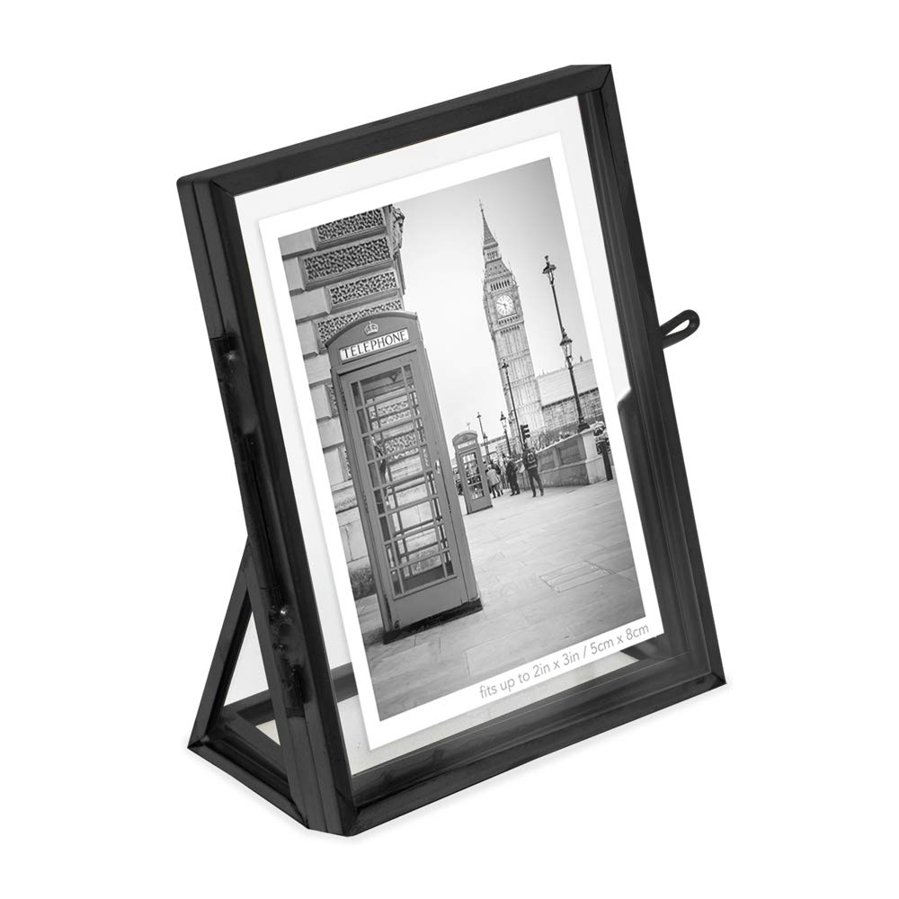 Isaac Jacobs 2x3 Gold Vertical Floating Photo Frame ClaspLock&Angled Base