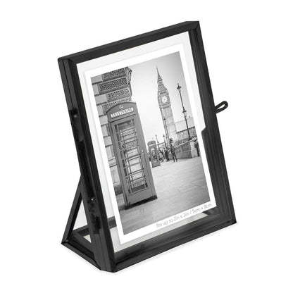 Isaac Jacobs 2x3 Gold Vertical Floating Photo Frame ClaspLock&Angled Base