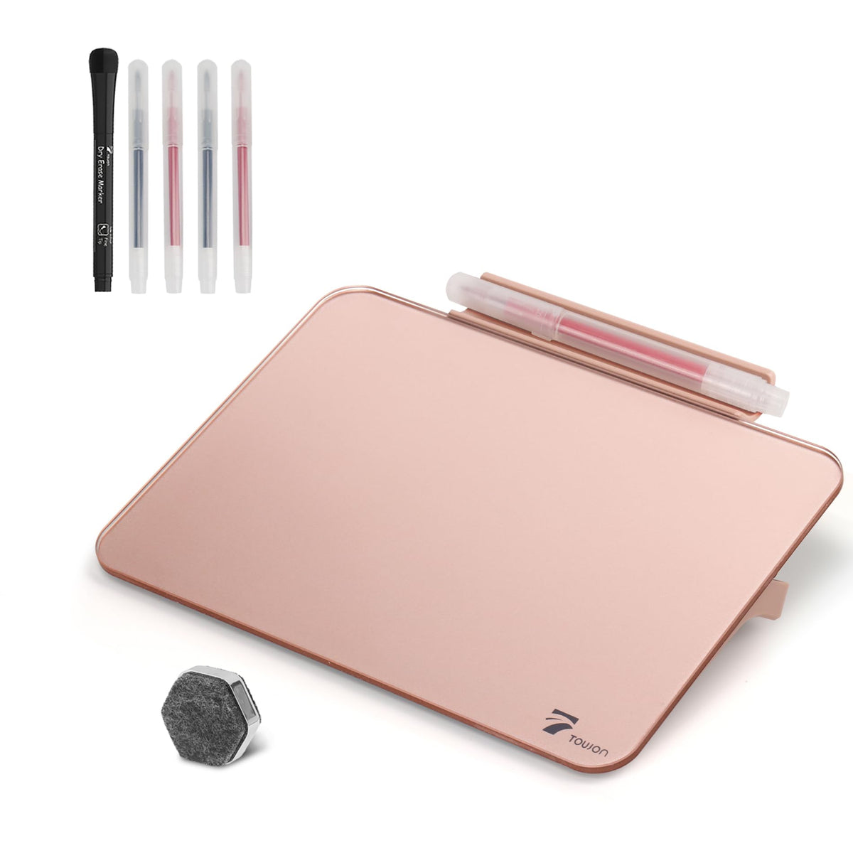 Pink Mini Desktop Pure Glass Whiteboard, Small Glass Dry-Erase Whiteboard