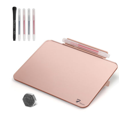 Pink Mini Desktop Pure Glass Whiteboard, Small Glass Dry-Erase Whiteboard