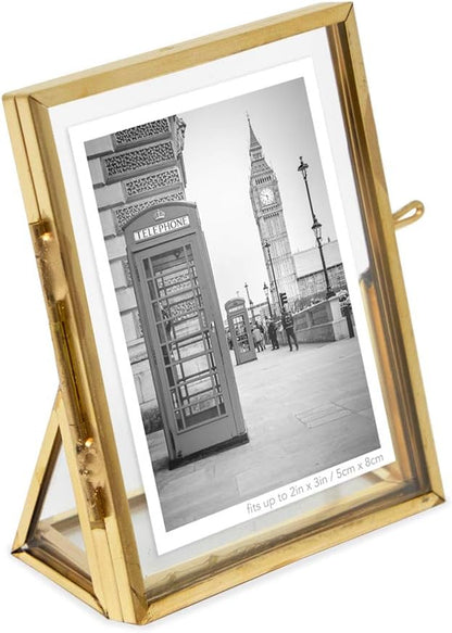 Isaac Jacobs 2x3 Gold Vertical Floating Photo Frame ClaspLock&Angled Base