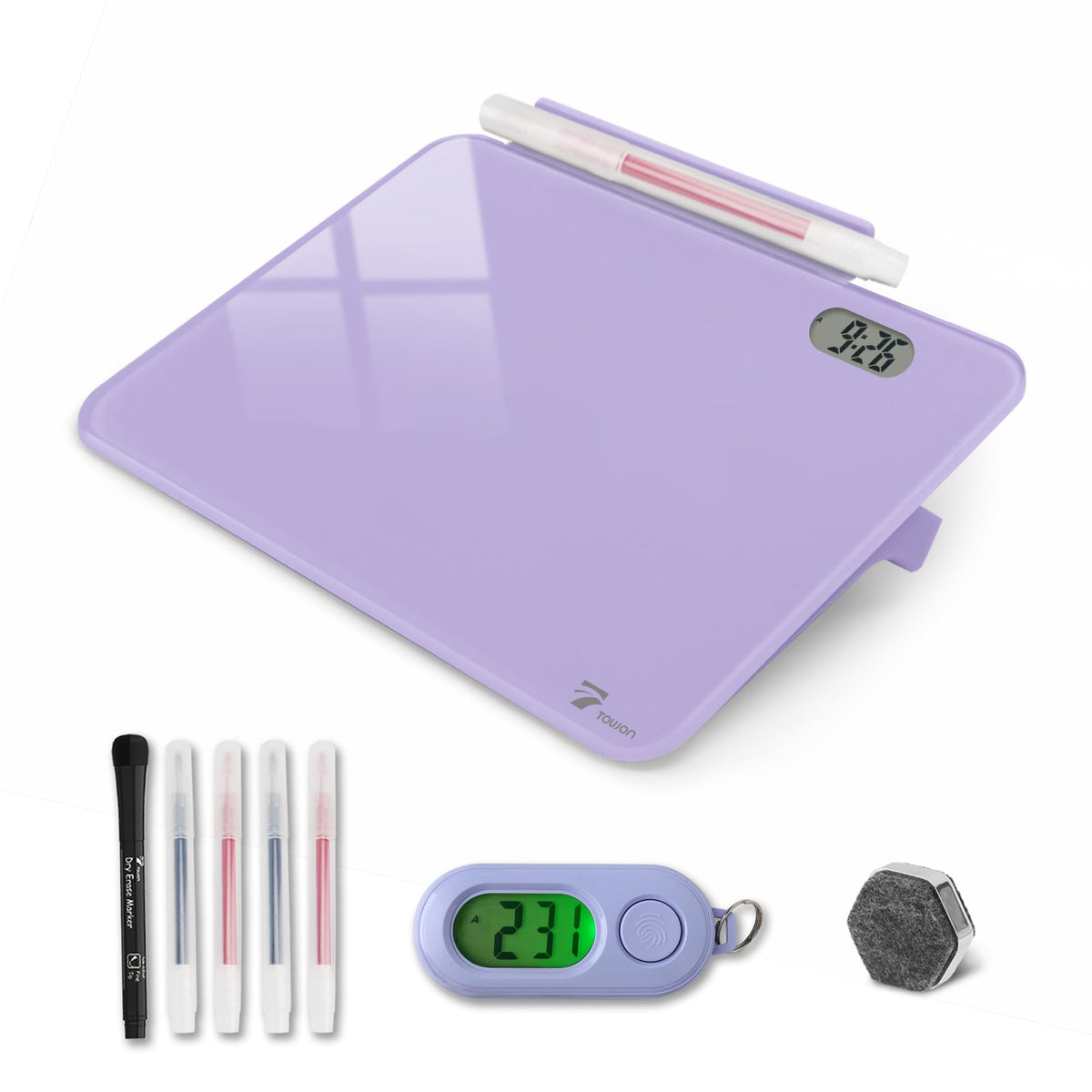 Aqua Blue Mini Desktop Pure Glass Whiteboard, Small Glass Dry-Erase Stand
