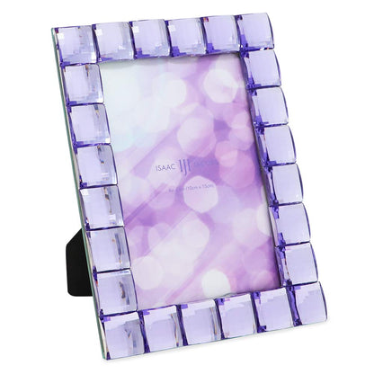 Isaac Jacobs Decorative Sparkling Jewel Picture Frame (4x4, Rainbow)