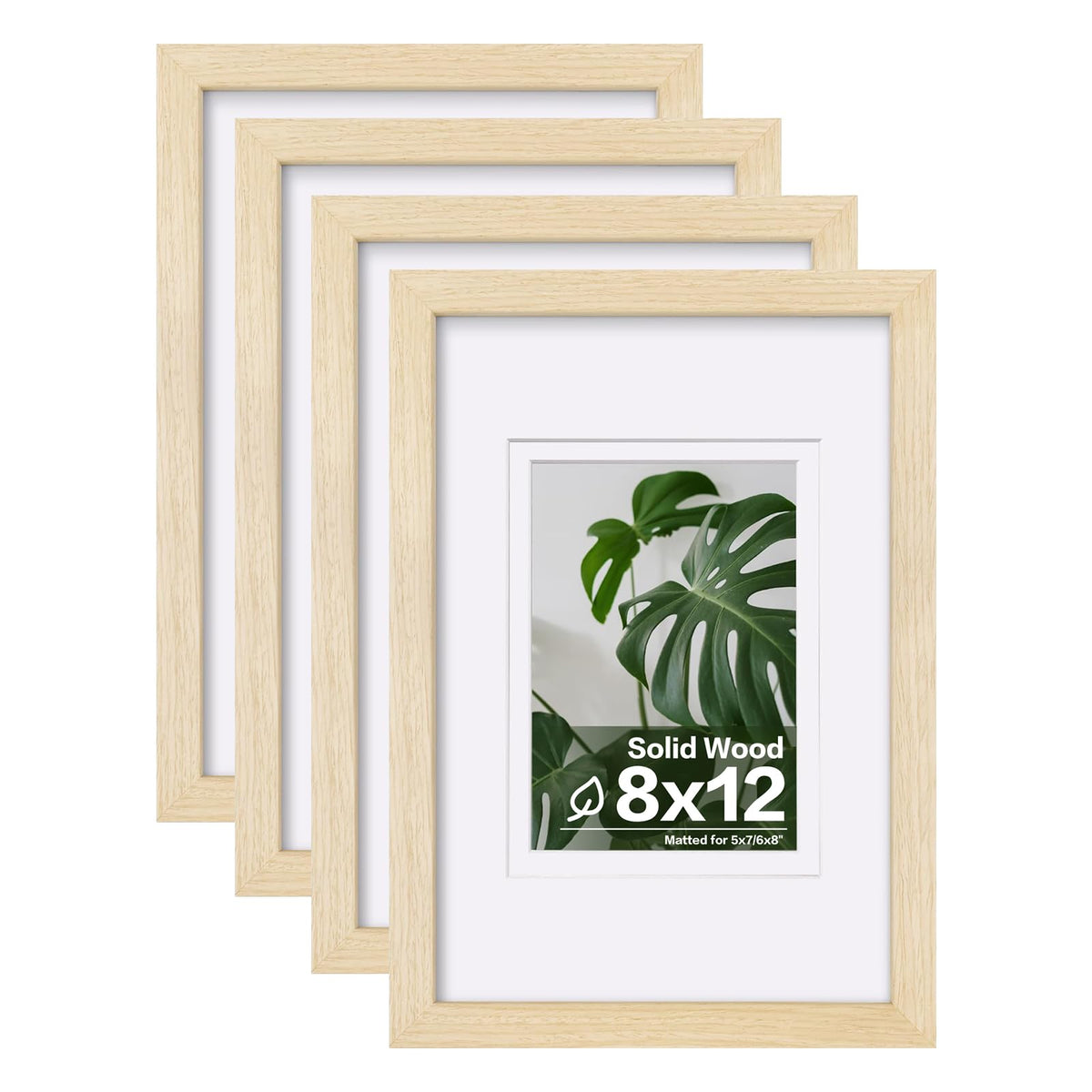 Egofine 8x10 Picture Frames Set of 4, Made of Solid Wood Covered by Plexiglass 4x6 and 5x7 with Mat or 8x10 without Mat, for Table Top Display and Wall Mounting Photo Frame Black