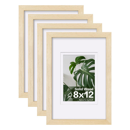 Egofine 8x10 Picture Frames Set of 4, Made of Solid Wood Covered by Plexiglass 4x6 and 5x7 with Mat or 8x10 without Mat, for Table Top Display and Wall Mounting Photo Frame Black