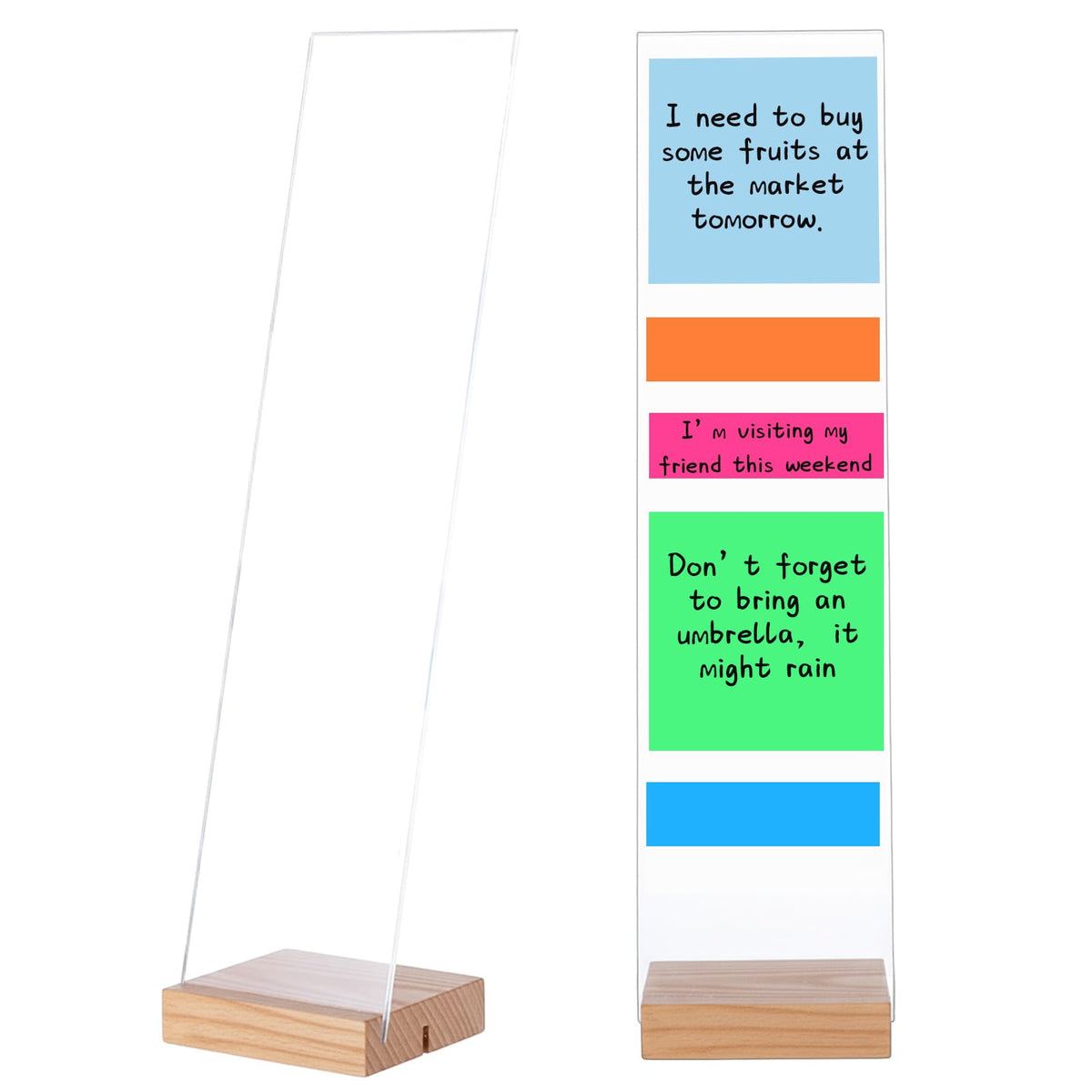 2 Pcs Monitor Memo Board with Removable Wooden Base
