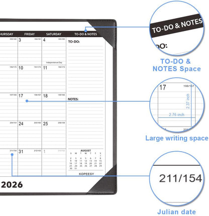 Desk Calendar 2026-2027 with Protective Mat 22" x 17"