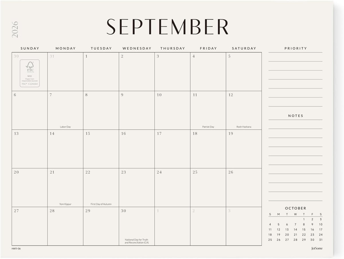 Jotsome Desk Calendar 2026-2027, Academic Monthly Calendar Large 22"x17"