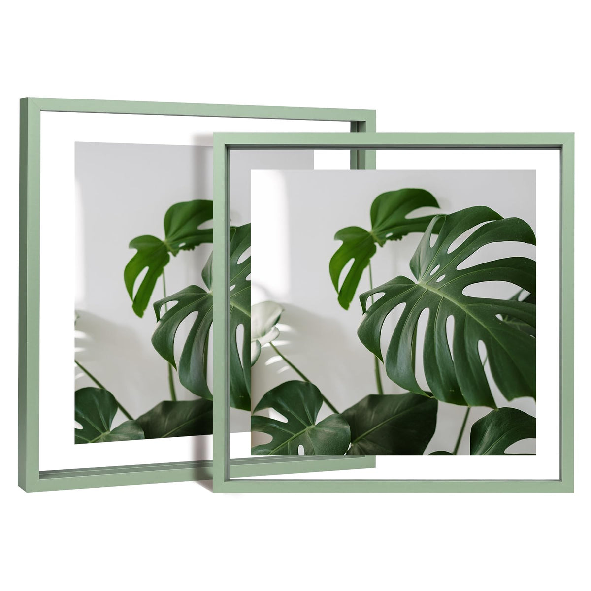 Egofine 5x7 Floating Frames Set of 2, Double Plexiglass Picture Frame, Made of Solid Wood Display Any Size Photo up to 5x7, Wall Mount or Tabletop Standing, Natural Wood