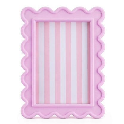 AceOrbit 4x6 Inches Light Green Flower Wavy Scalloped Picture Frame Cute