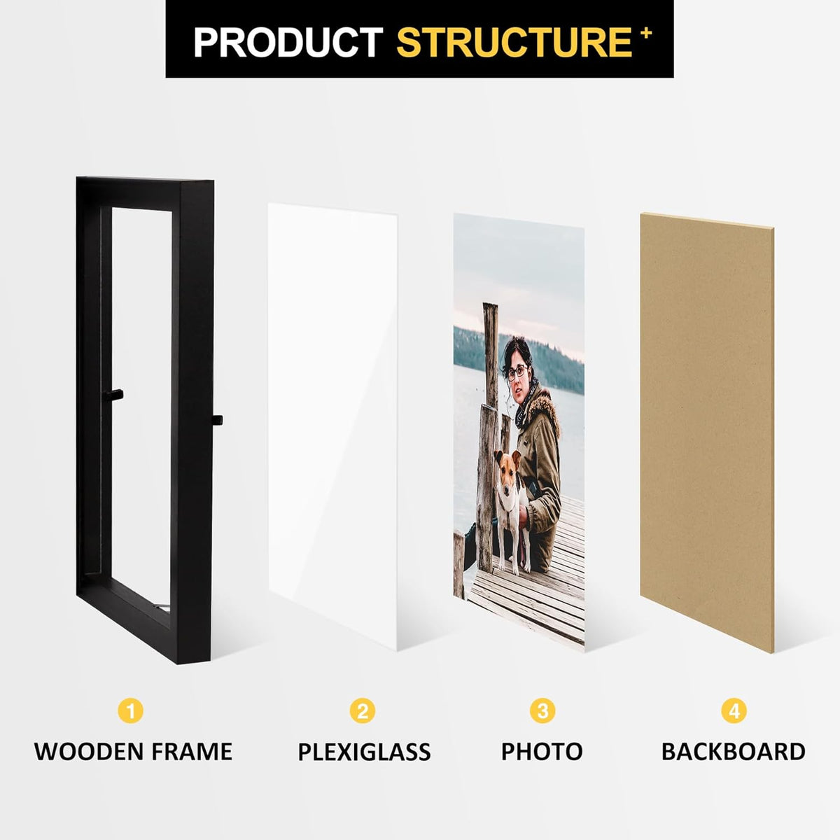 TOFOREVO 3 5x7 Picture Frame Black Triple Wooden Hinged Photo Frame