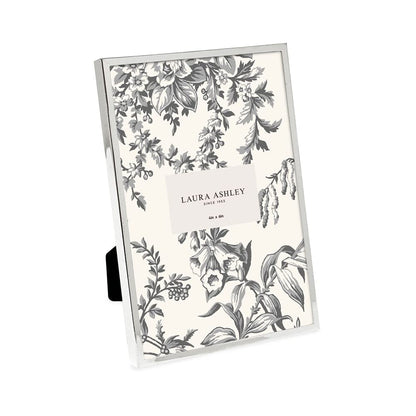 Laura Ashley 8x10 Silver Flat Metal Picture Frame w/Two-Way Easel Stand