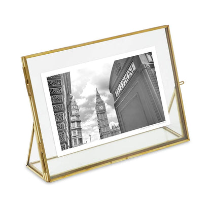 Isaac Jacobs 2x3 Gold Vertical Floating Photo Frame ClaspLock&Angled Base