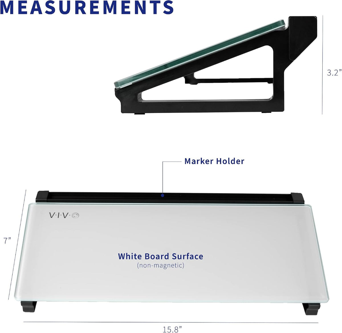 VIVO White Glass 16 x 7 in Dry Erase Board with Open Storage, DESK-WB16D