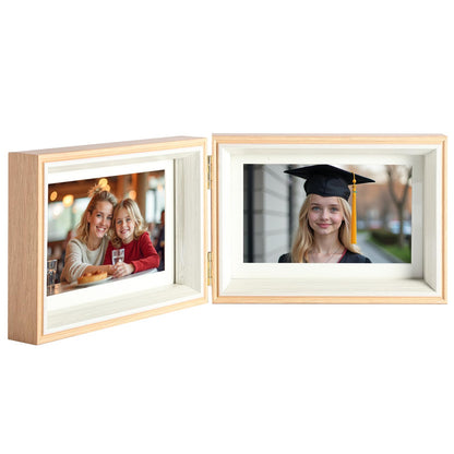 5x5 Double Hinged Picture Frame with Real Glass, PS06-WGB5
