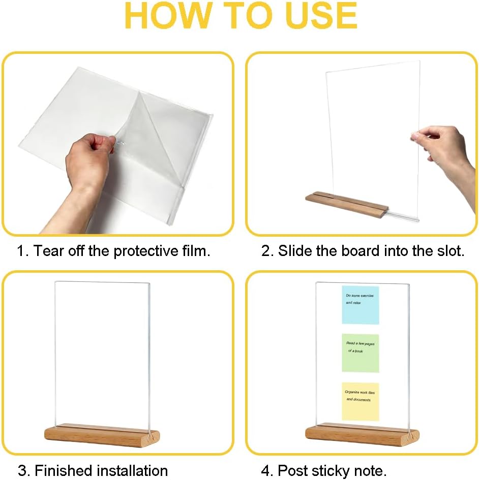 2 PCS Large-Size Monitor Memo Board with Removable Wooden Base