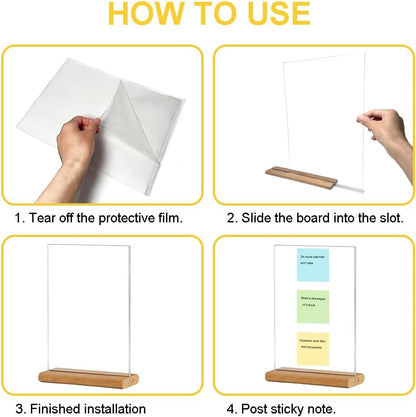 2 PCS Large-Size Monitor Memo Board with Removable Wooden Base