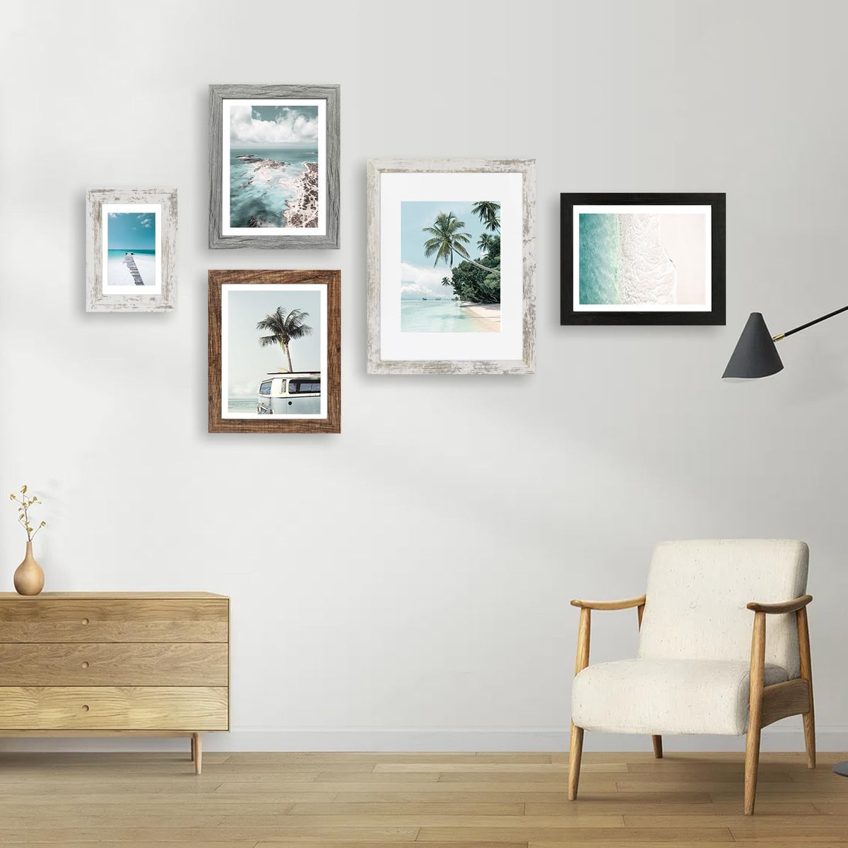 Hongkee 8x11 Picture Frame Set of 2, Real Glass, Rustic Brown Wood Frame