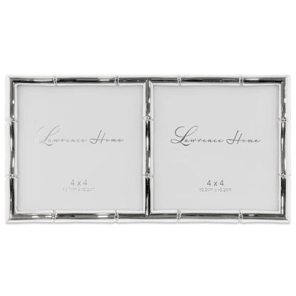Lawrence Frames Bamboo Design Metal Frame, 4x4, Silver