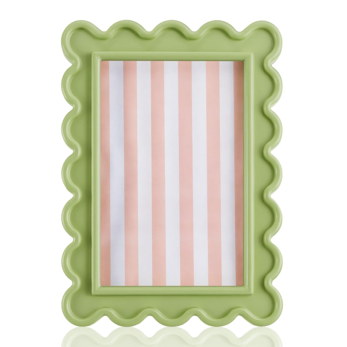 AceOrbit 4x6 Inches Light Green Flower Wavy Scalloped Picture Frame Cute
