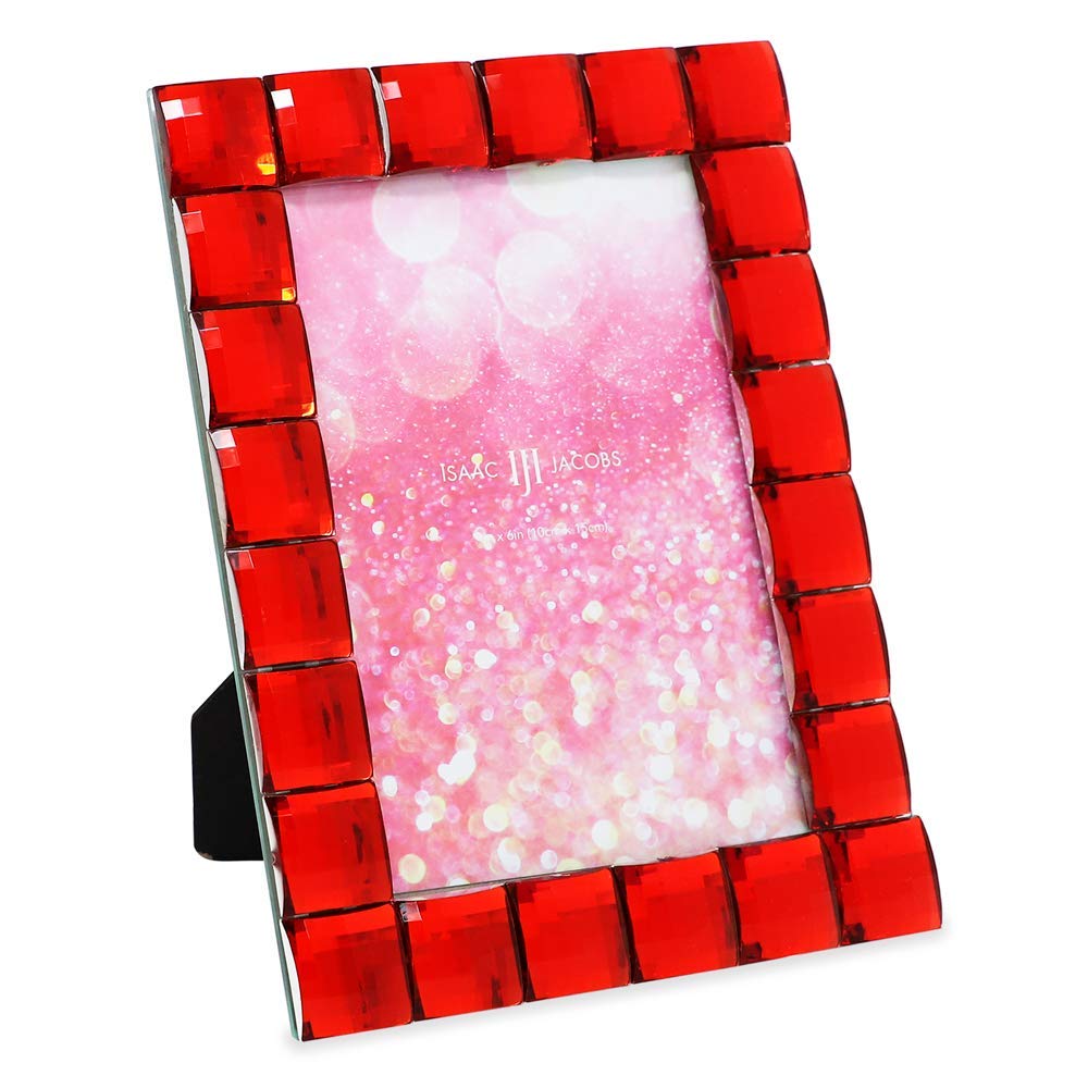 Isaac Jacobs Decorative Sparkling Jewel Picture Frame (4x4, Rainbow)