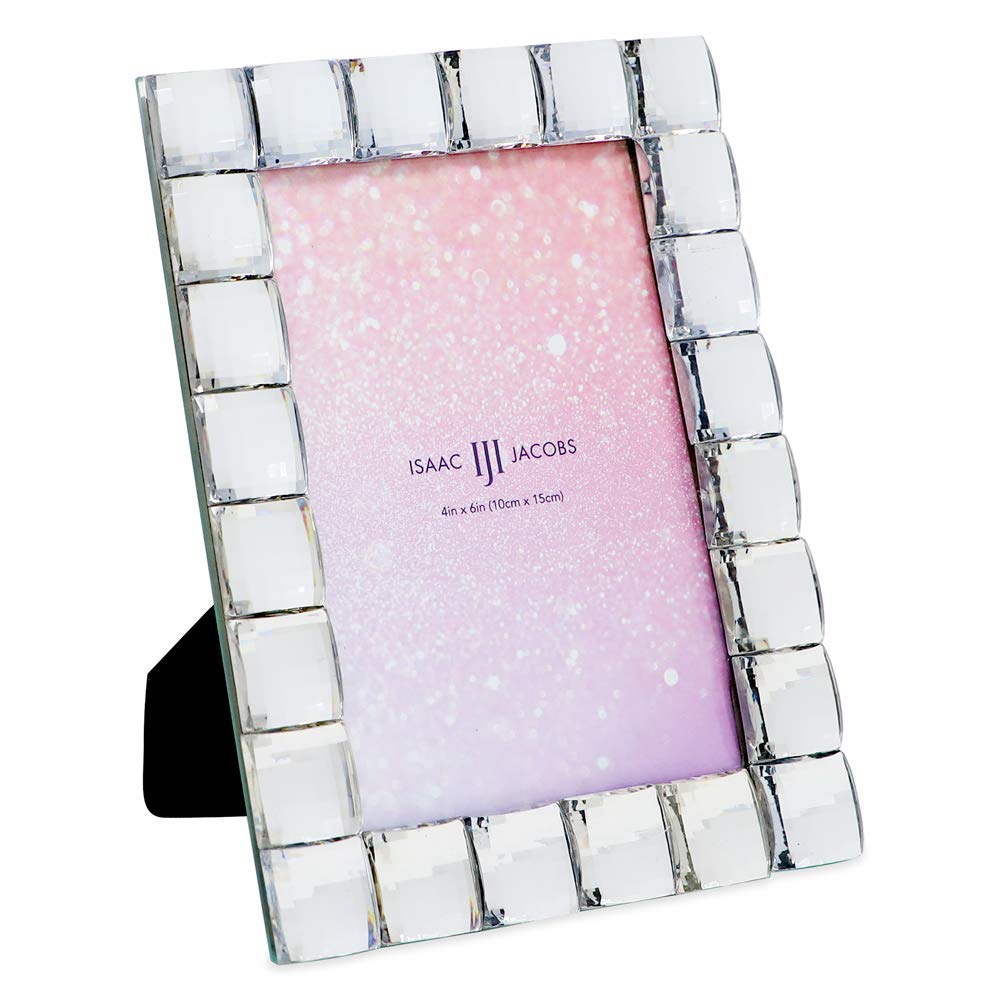 Isaac Jacobs Decorative Sparkling Jewel Picture Frame (4x4, Rainbow)