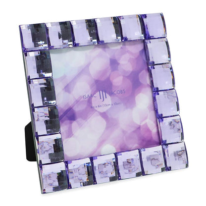 Isaac Jacobs Decorative Sparkling Jewel Picture Frame (4x4, Rainbow)