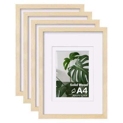Egofine 8x10 Picture Frames Set of 4, Made of Solid Wood Covered by Plexiglass 4x6 and 5x7 with Mat or 8x10 without Mat, for Table Top Display and Wall Mounting Photo Frame Black