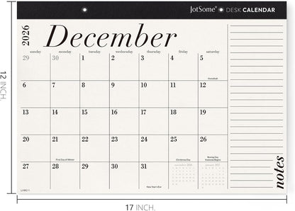 Jotsome Desk Calendar 2026-2027, Large Monthly Desktop Calendar 17"x12"