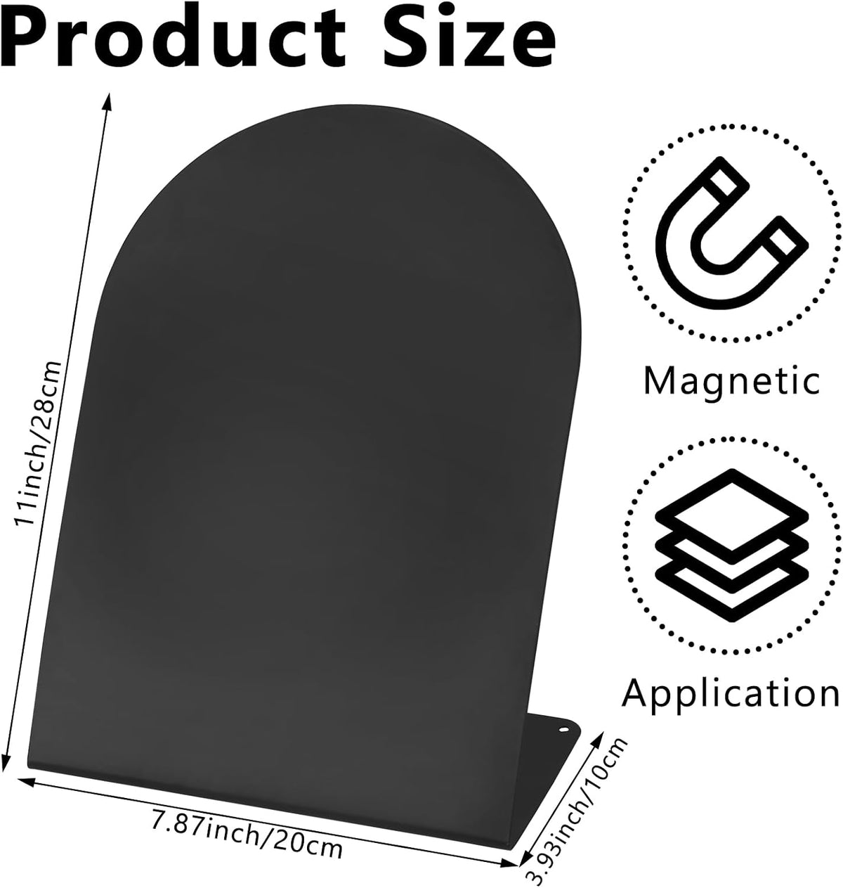 2 PCS Magnetic Bulletin Boards with Easel Stand, 11x8in Tabletop Metal Board with Anti-Tipping Bent Design and 4 Magnets, Memo Picture Display Board for Office, Kitchen, School, Home (Black)