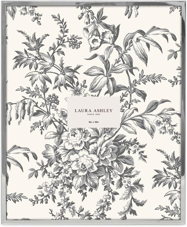 Laura Ashley 8x10 Silver Flat Metal Picture Frame w/Two-Way Easel Stand