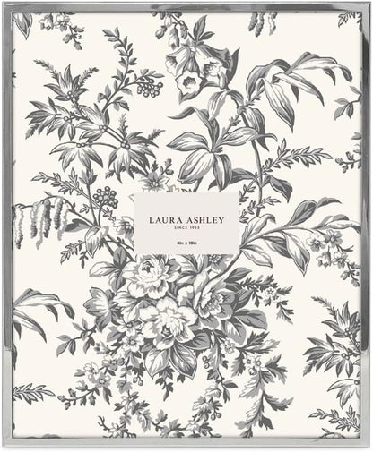 Laura Ashley 8x10 Silver Flat Metal Picture Frame w/Two-Way Easel Stand