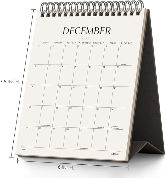 Jotsome Desk Calendar 2026-2027, Small Standing Flip Desktop Calendar