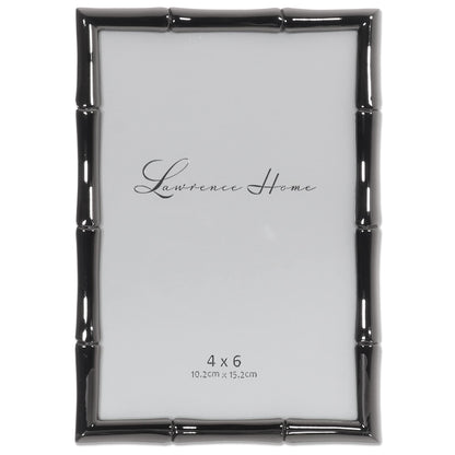 Lawrence Frames Bamboo Design Metal Frame, 4x4, Silver