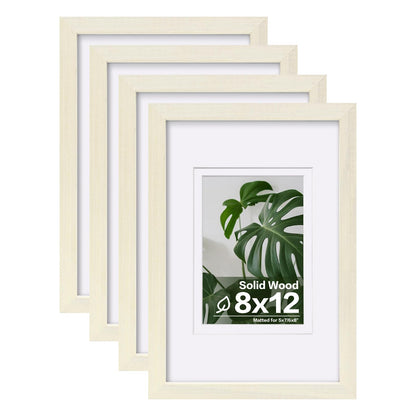 Egofine 8x10 Picture Frames Set of 4, Made of Solid Wood Covered by Plexiglass 4x6 and 5x7 with Mat or 8x10 without Mat, for Table Top Display and Wall Mounting Photo Frame Black