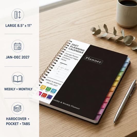 2027 Planner, Weekly and Monthly Calendar Planner Book