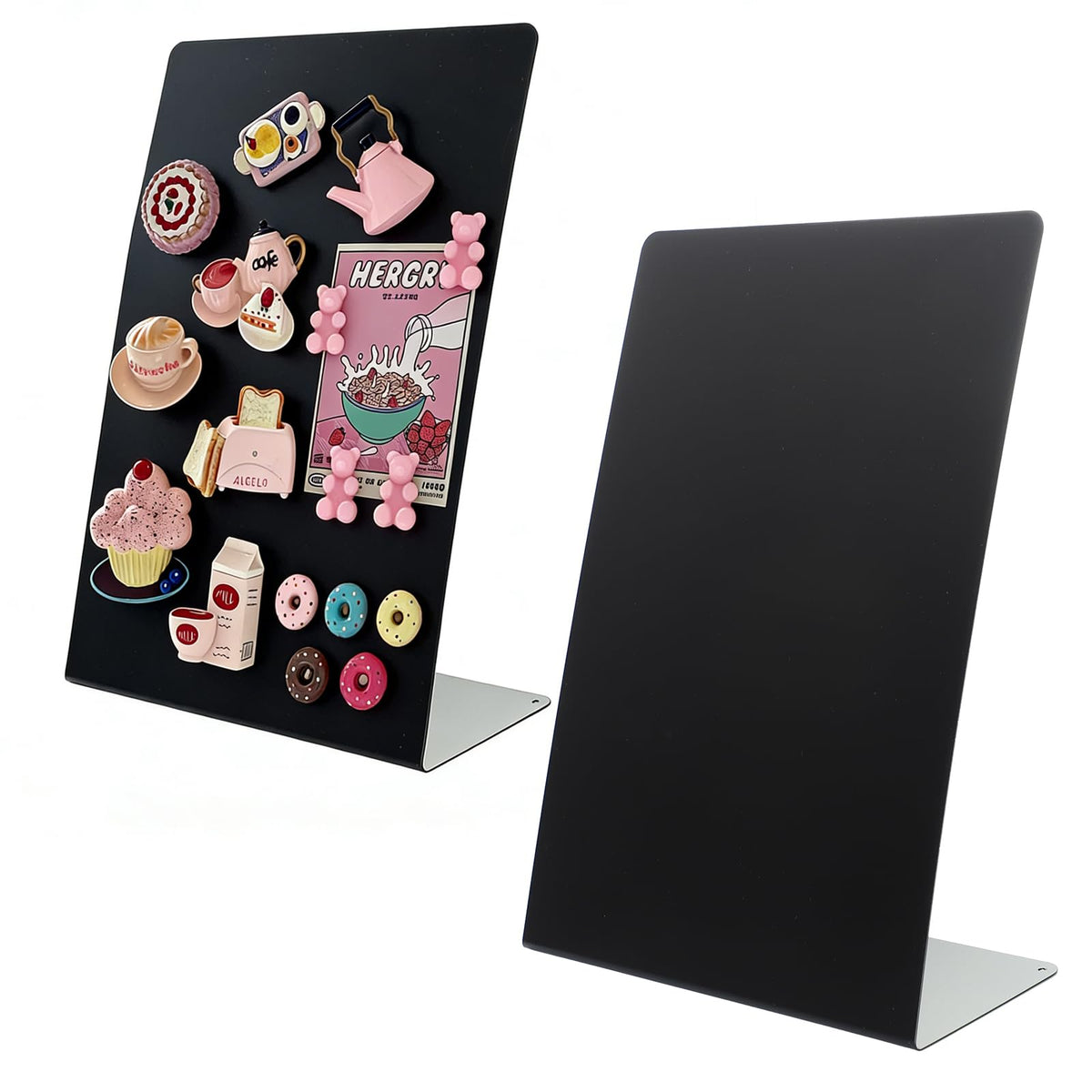FLWAL 2 Pack Magnetic Bulletin Board, Metal Desktop Board with Bracket