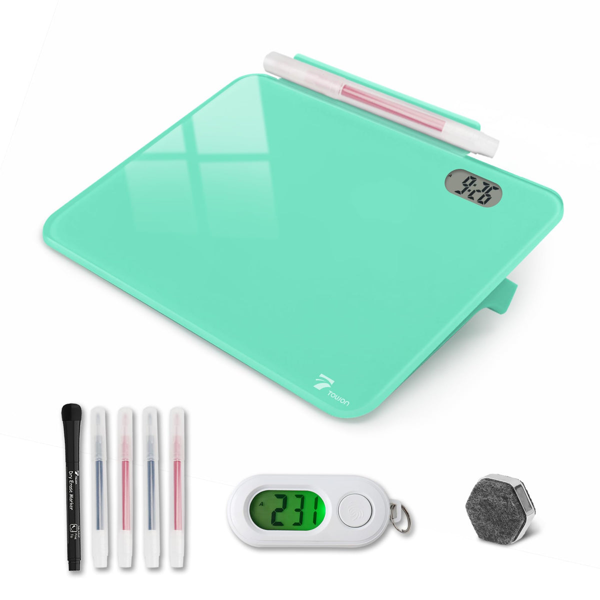 Pink Mini Desktop Pure Glass Whiteboard, Small Glass Dry-Erase Whiteboard