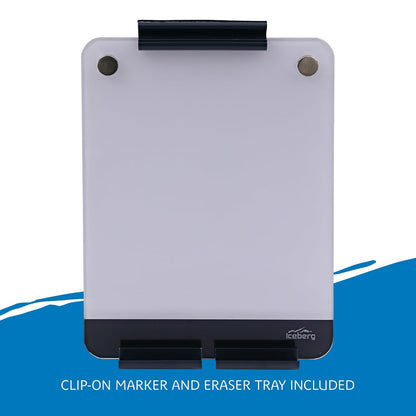 Iceberg Clarity Glass Personal Dry Erase Board, Office Supplies, with Ultra-White Back and Aluminum Frame, 9" x 12"